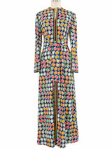1970s Dot Print Caftan Dress arcadeshops.com