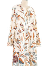 1970s Floral Print Jersey Zip Caftan
