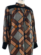 1980s Yves Saint Laurent Plaid Wool Smock Dress Dress arcadeshops.com