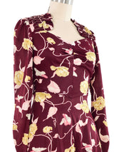 1970s Floral Bird Mini Dress Dress arcadeshops.com