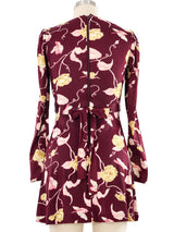 1970s Floral Bird Mini Dress Dress arcadeshops.com