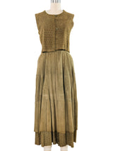 Perforated Suede Skirt Set Suit arcadeshops.com