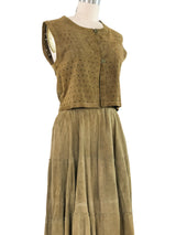 Perforated Suede Skirt Set Suit arcadeshops.com