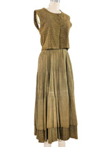 Perforated Suede Skirt Set Suit arcadeshops.com