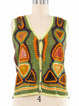 1970s Suede Panel Crochet Vest Top arcadeshops.com