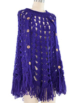 Purple Crochet Fringe Poncho Top arcadeshops.com