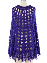 Purple Crochet Fringe Poncho Top arcadeshops.com