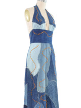 Love Melody Patchwork Denim Halter Dress Dress arcadeshops.com