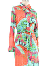 1970s Lanvin Landscape Shirtdress Dress arcadeshops.com