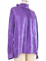 Yves Saint Laurent Lavender Jacquard Blouse Top arcadeshops.com