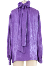 Yves Saint Laurent Lavender Jacquard Blouse Top arcadeshops.com