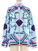 1970s Lanvin Optical Print Blouse Top arcadeshops.com