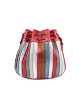 1970s Italian Striped Leather Drawstring Bag Accessory arcadeshops.com