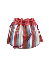 1970s Italian Striped Leather Drawstring Bag Accessory arcadeshops.com