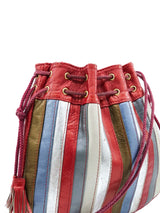 1970s Italian Striped Leather Drawstring Bag Accessory arcadeshops.com
