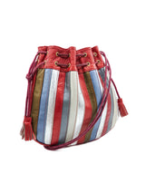 1970s Italian Striped Leather Drawstring Bag Accessory arcadeshops.com