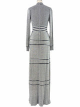 Metallic Silver Knit Maxi Dress Dress arcadeshops.com