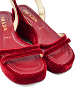 Prada Red Velvet Platform Sandal, 36
