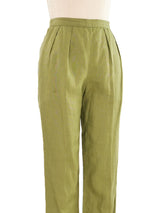 1980s Gucci Green Linen Trousers Bottom arcadeshops.com