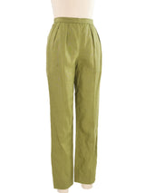 1980s Gucci Green Linen Trousers Bottom arcadeshops.com