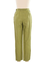 1980s Gucci Green Linen Trousers Bottom arcadeshops.com