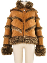 Giuliana Teso Shearling Stripe Bomber Jacket