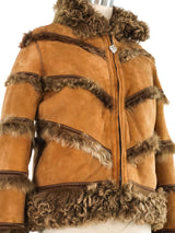 Giuliana Teso Shearling Stripe Bomber Jacket