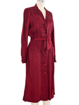 1970s Albert Nipon Silk Burgundy Shirt Dress Top arcadeshops.com