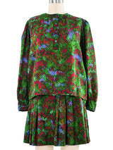 1980s Yves Saint Laurent Green Skirt Ensemble Suit arcadeshops.com