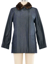 Louis Vuitton Damier Fur Trimmed Jacket