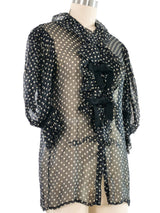 Yves Saint Laurent Polka Dot Chiffon Blouse Top arcadeshops.com