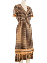 Printed Silk Wrap Dress Ensemble
