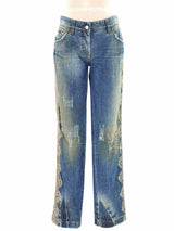 Dolce & Gabbana Snake And Lace Embellished Denim