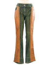 Christian Dior Western Leather Trimmed Denim