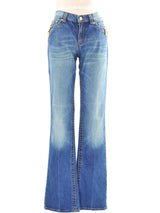 Roberto Cavalli Snake Accented Denim Bottom arcadeshops.com
