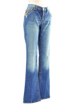 Roberto Cavalli Snake Accented Denim Bottom arcadeshops.com