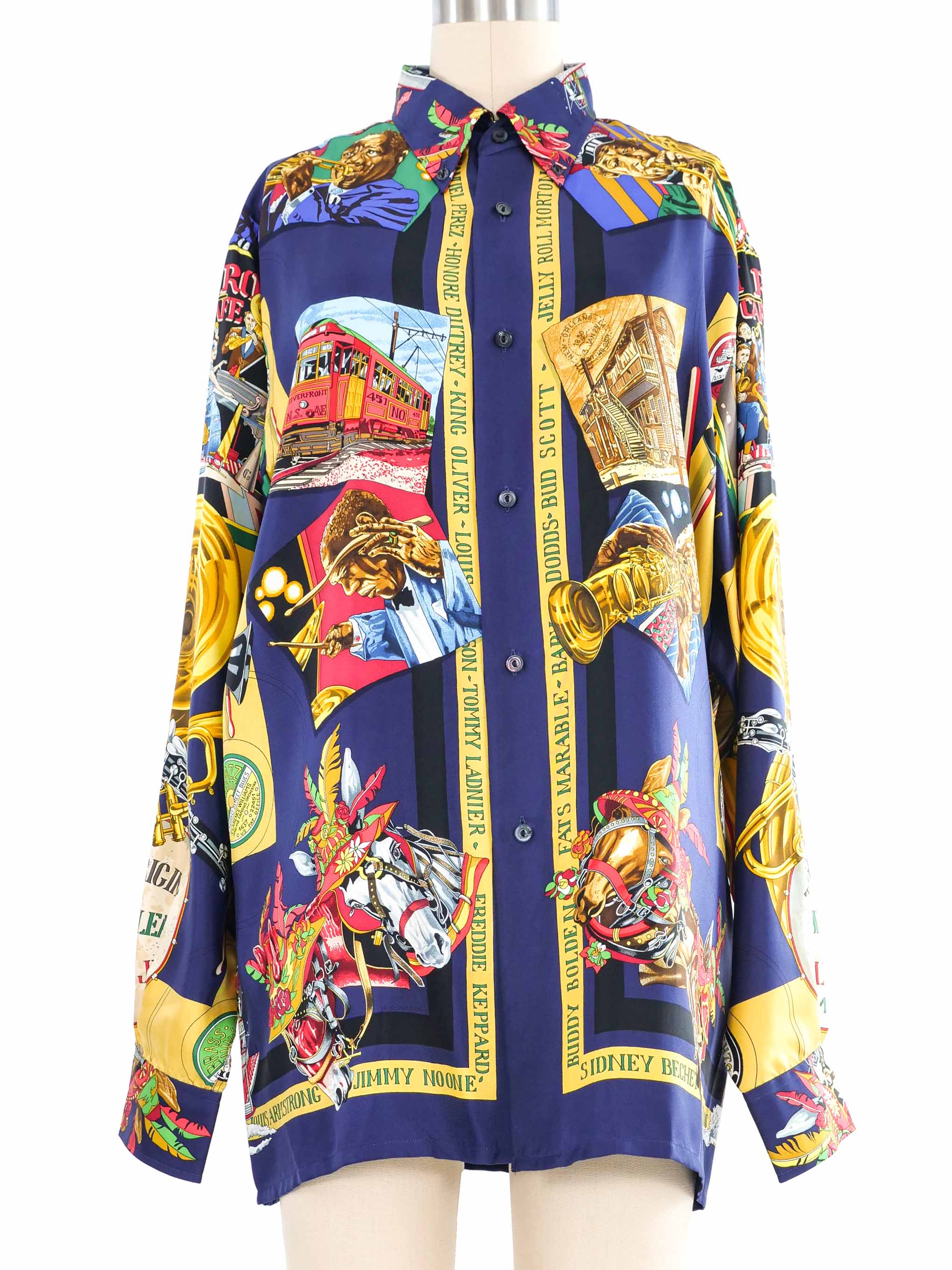 Hermes New Orleans Creole Jazz Silk Top