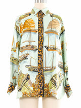 Hermes Jonques Et Sampans Silk Top Top arcadeshops.com