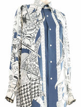 1970s Hermes Etendards et Bonnieres Silk Top Top arcadeshops.com