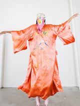 Burnt Orange Dragon Embroidered Satin Robe Jacket arcadeshops.com