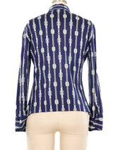 1970s Celine Logo Chain Print Blouse