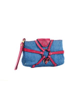 Roberto Cavalli Snake Accent Denim Wristlet Accessory arcadeshops.com