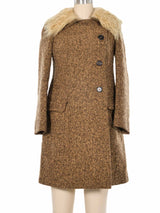 Miu Miu Fur Trimmed Tweed Coat Outerwear arcadeshops.com