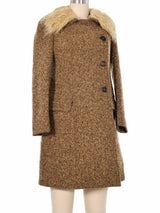 Miu Miu Fur Trimmed Tweed Coat Outerwear arcadeshops.com