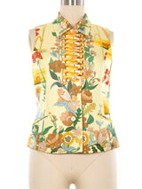 Hermes Les Bolides Print Sleeveless Top Top arcadeshops.com