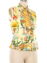 Hermes Les Bolides Print Sleeveless Top Top arcadeshops.com