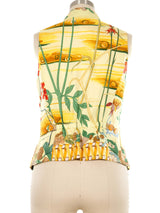 Hermes Les Bolides Print Sleeveless Top Top arcadeshops.com