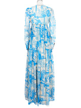Jean Varon Blue Floral Empire Waist Dress Dress arcadeshops.com