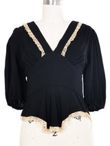 Radley Lace Trim Black Peplum Blouse Dress arcadeshops.com