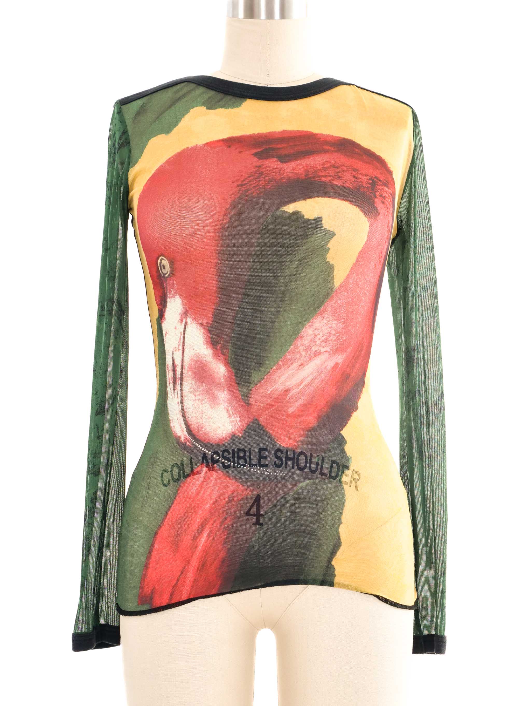 1996 Jean Paul Gaultier Flamingo Mesh Top